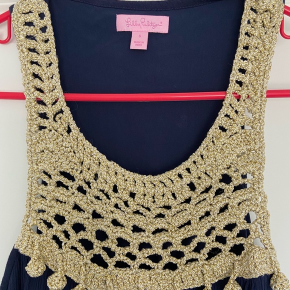 Lilly Pulitzer True Navy Rachelle Dress Gold - Picture 2 of 8